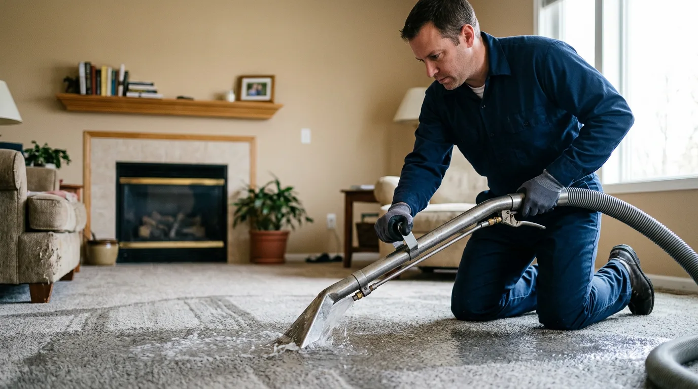 Water damage restoration technician working near Dublin, TX